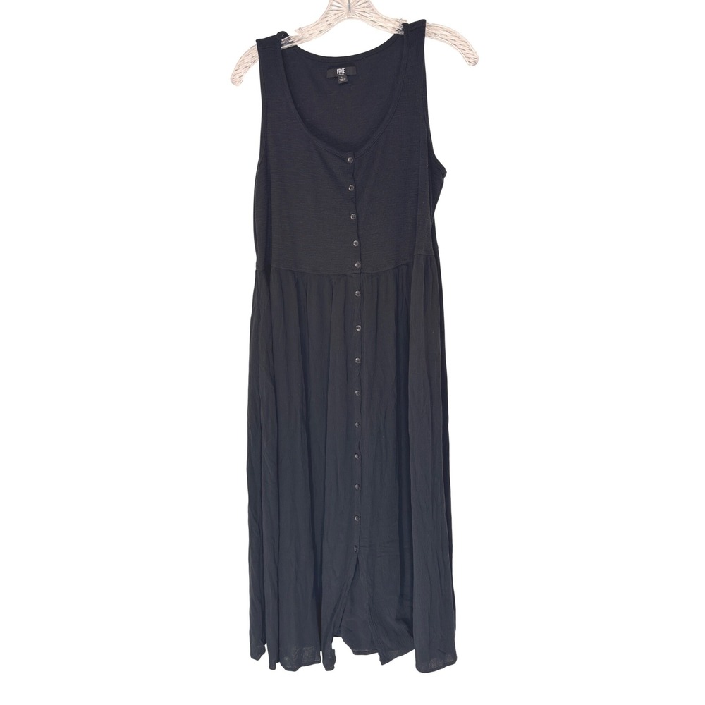 Frye Black Tank Maxi Dress Sleeveless Basic Casual Lightweight Button Down Large